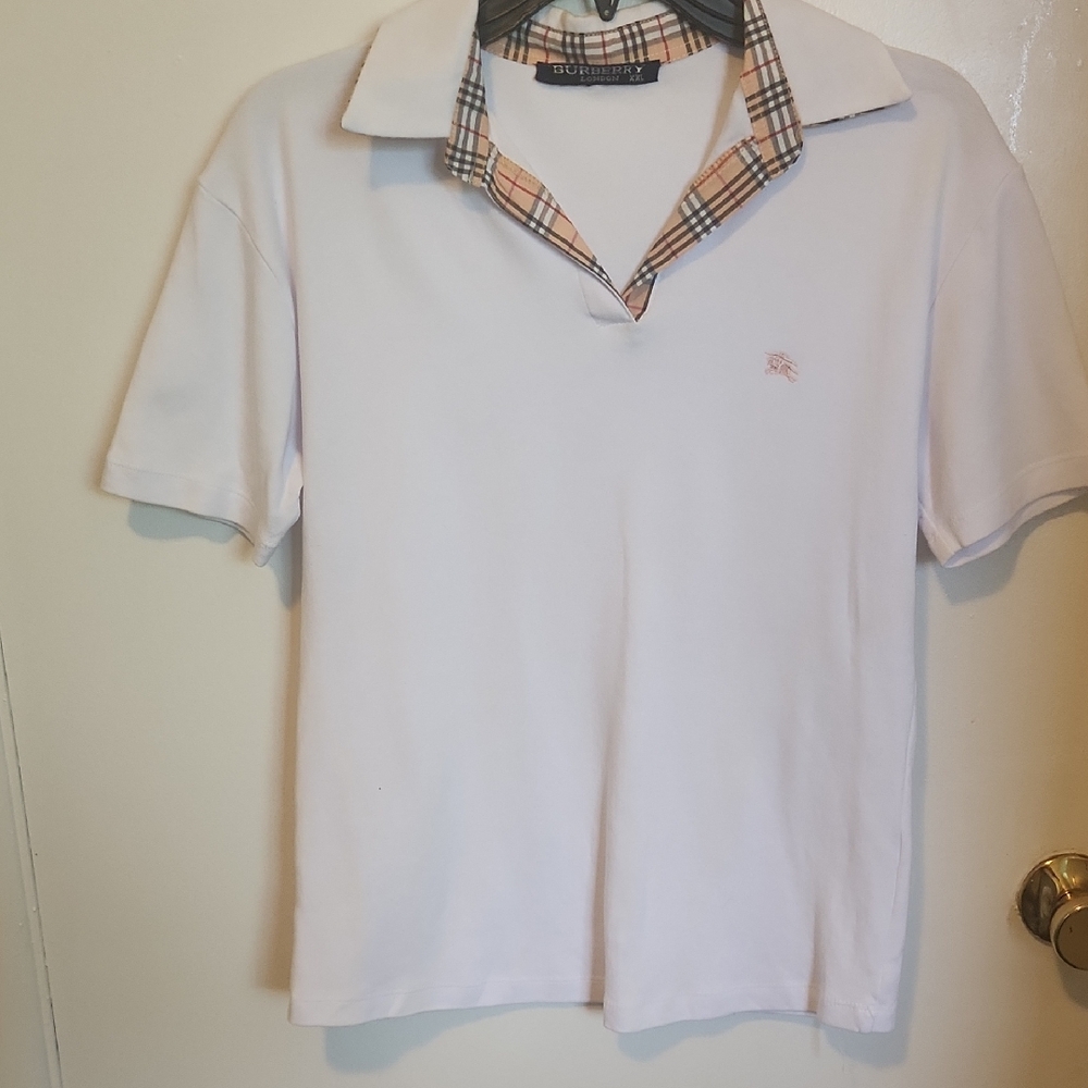 Burberry White Shirt with Plaid Collar